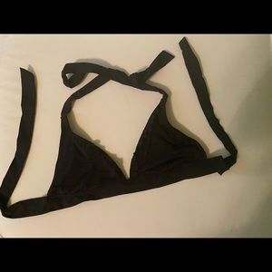 Black ruffled bikini top